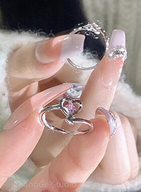 ChangGe Studio 小红书同款镶钻爱心戒指女2025年新款小众设计少