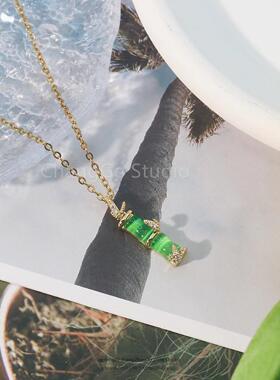 ChangGe Studio 轻奢百搭竹节吊坠项链女个性简约气质锁骨链2023