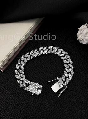 ChangGe Studio 满钻古巴手链男女潮ins欧美风个性卡扣小众设计嘻