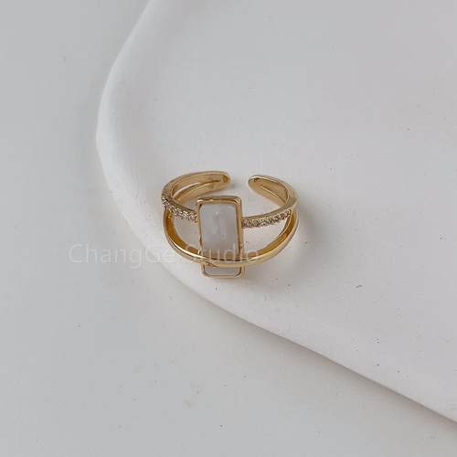 ChangGe Studio 韩版轻奢几何方形戒指女时尚个性显瘦小众设计高