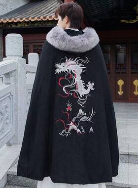 秋冬季新款汉服斗篷男加
