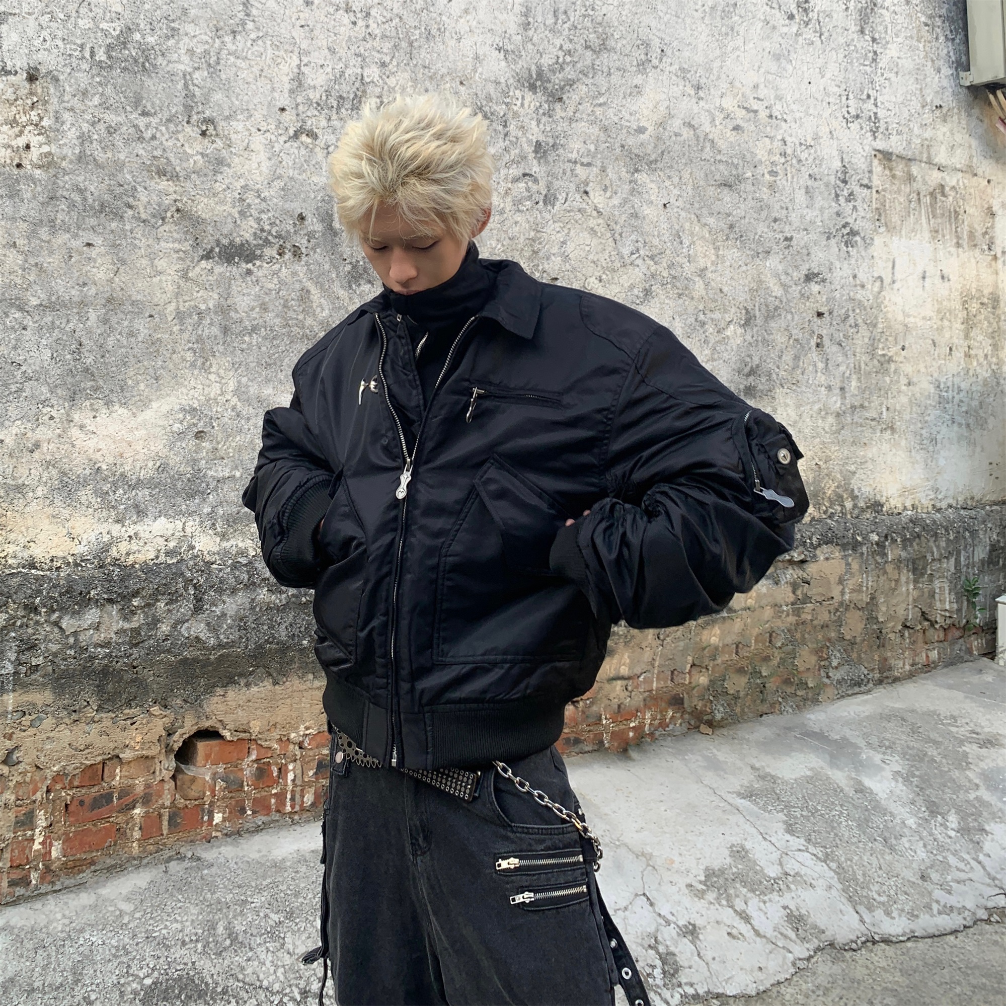 「Ueshima」*星月铆钉*Bomber飞行夹克小众重磅棉服短宽外套男