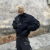 「Ueshima」 星月铆钉 Bomber飞行夹克小众重磅棉服短宽外套男