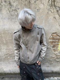 「Ueshima」水洗廓形夹克vintage做旧boxy短款 外套男 巴恩风工装