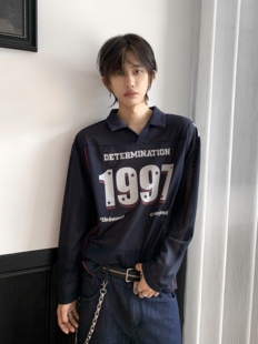 T恤男 Polo衫 「Ueshima」美式 blokecore网眼速干翻领球衣1997长袖