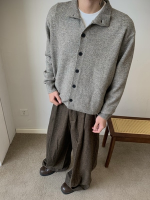 Uekk春秋针织开衫宽松毛衣男