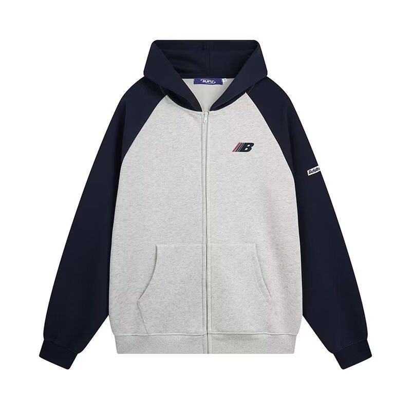 美式街复古插肩开衫连帽卫衣秋冬新款国潮牌撞色情侣休闲外套,男装,卫衣,淘宝优惠券,粉丝福利购,淘宝优惠卷