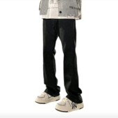 水洗做旧废土风微喇阔腿F21 美式 直筒垂感修身 ZY740