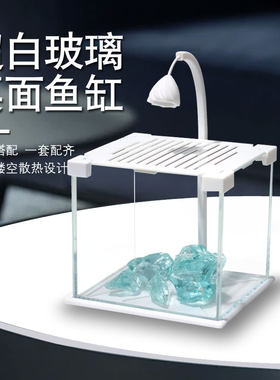 治愈系超白玻璃带灯鱼缸