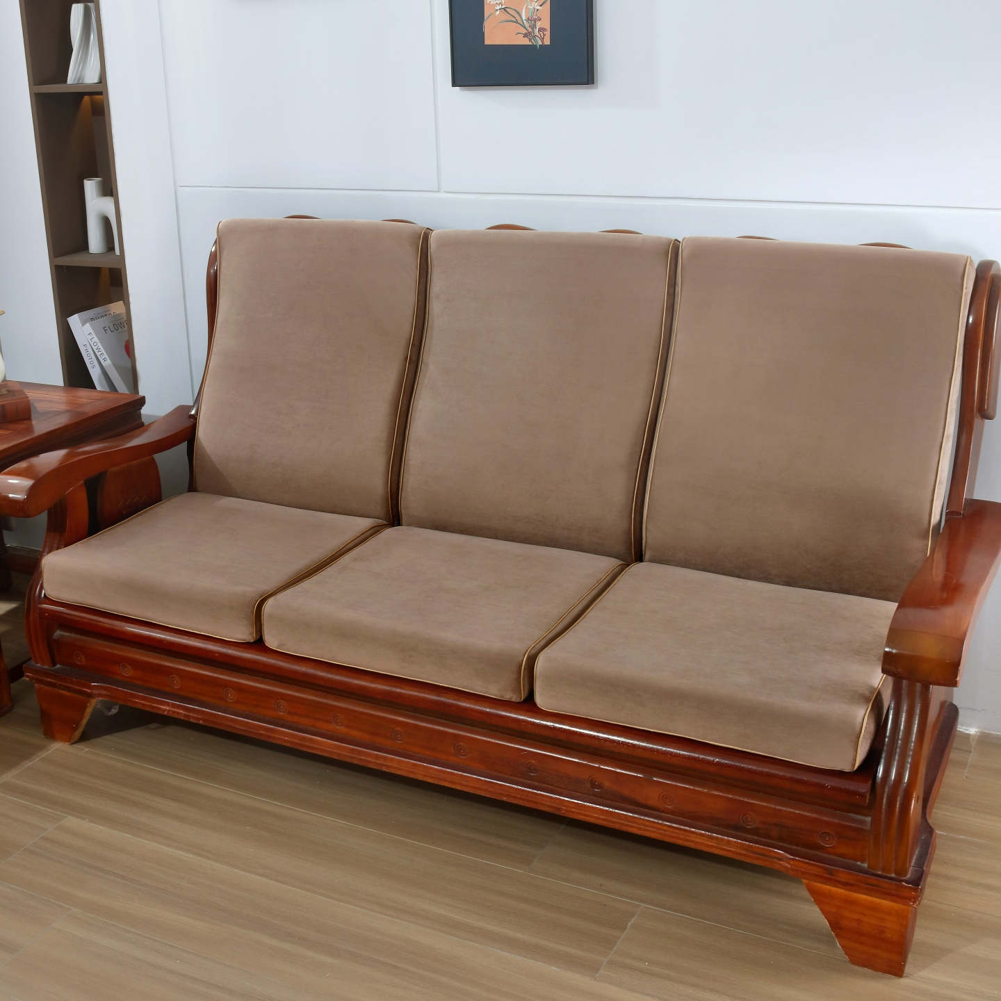 老式实木红木沙发坐垫靠垫一体