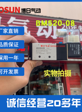 BOURi博日新恭型BM520电磁阀二位五通单双电控工业气动控制元件