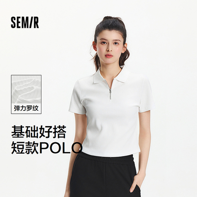 森马小个子基础修身短款POLO衫女