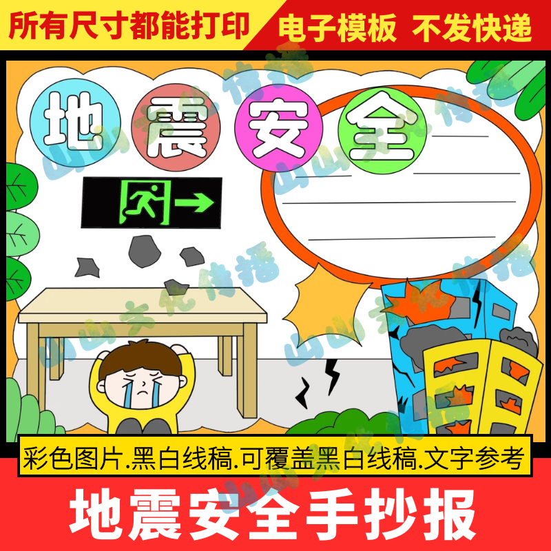 地震安全手抄报模版防震减灾避难防灾减灾日自然灾害电子版小报