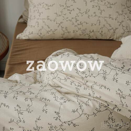 高档造卧zwow春季法式全古奶油色田园风纯棉针织秋棉床上复四件套