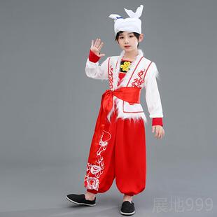 高档儿童陕北民族风传鼓统安腰鼓服男女扭秧歌塞横山打运服动会演
