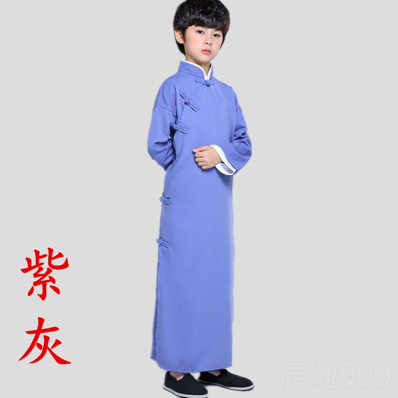 高档儿童相生声服民国长衫长大褂童古装快袍板民国男学装舞台演出