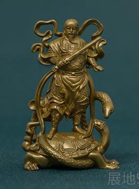 高档古玄天上帝神像复真武大帝间铜像件小款精致随身像摆禅意茶空