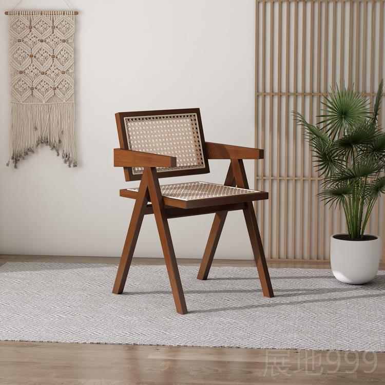 高档侘寂木藤编餐桌民宿家风用小户型吃饭桌原木茶台室泡茶桌茶日