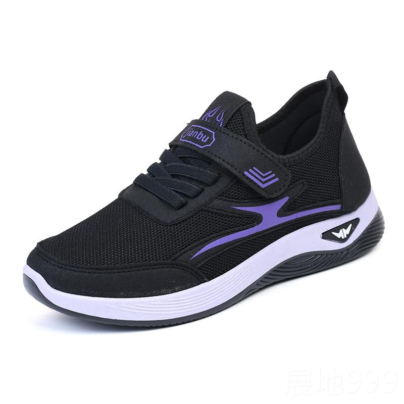 高档透中老年妈健步鞋女防软底舒适气妈滑鞋休闲运动老北京布鞋老