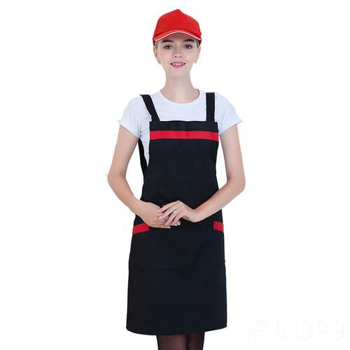 高档围裙制LO工GO印定字厨房餐饮超市奶作茶店服水果店围腰时尚女