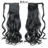 高档网红假马尾绑带式 蓬发短自然马尾超黏直松发马尾少量卷发仿真