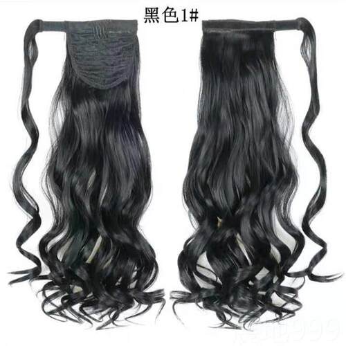 高档网红假马尾绑带式蓬发短自然马尾超黏直松发马尾少量卷发仿真