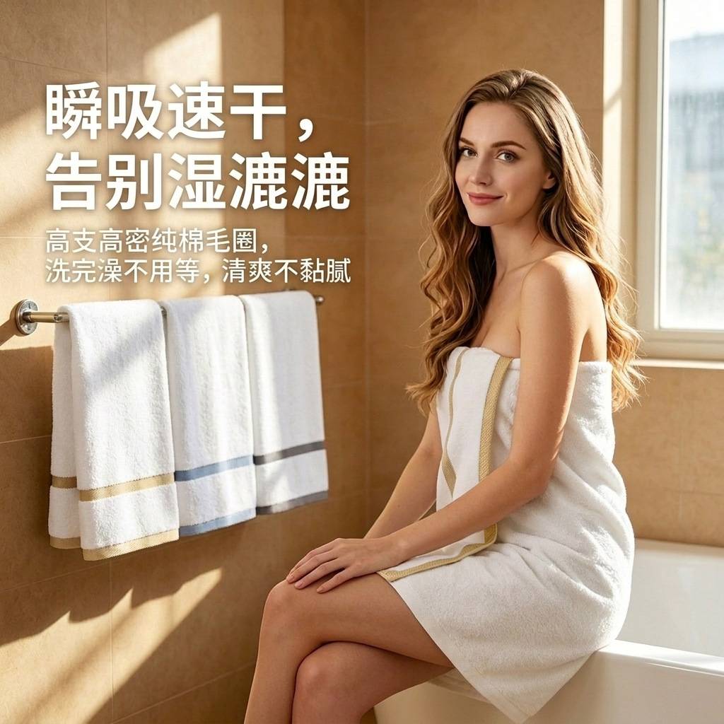 星级酒店同款纯棉吸水浴巾全棉大