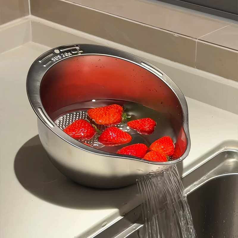 洗菜盆沥水篮淘米神器新款不锈钢食品级多功能刨丝器切丝厨房家用