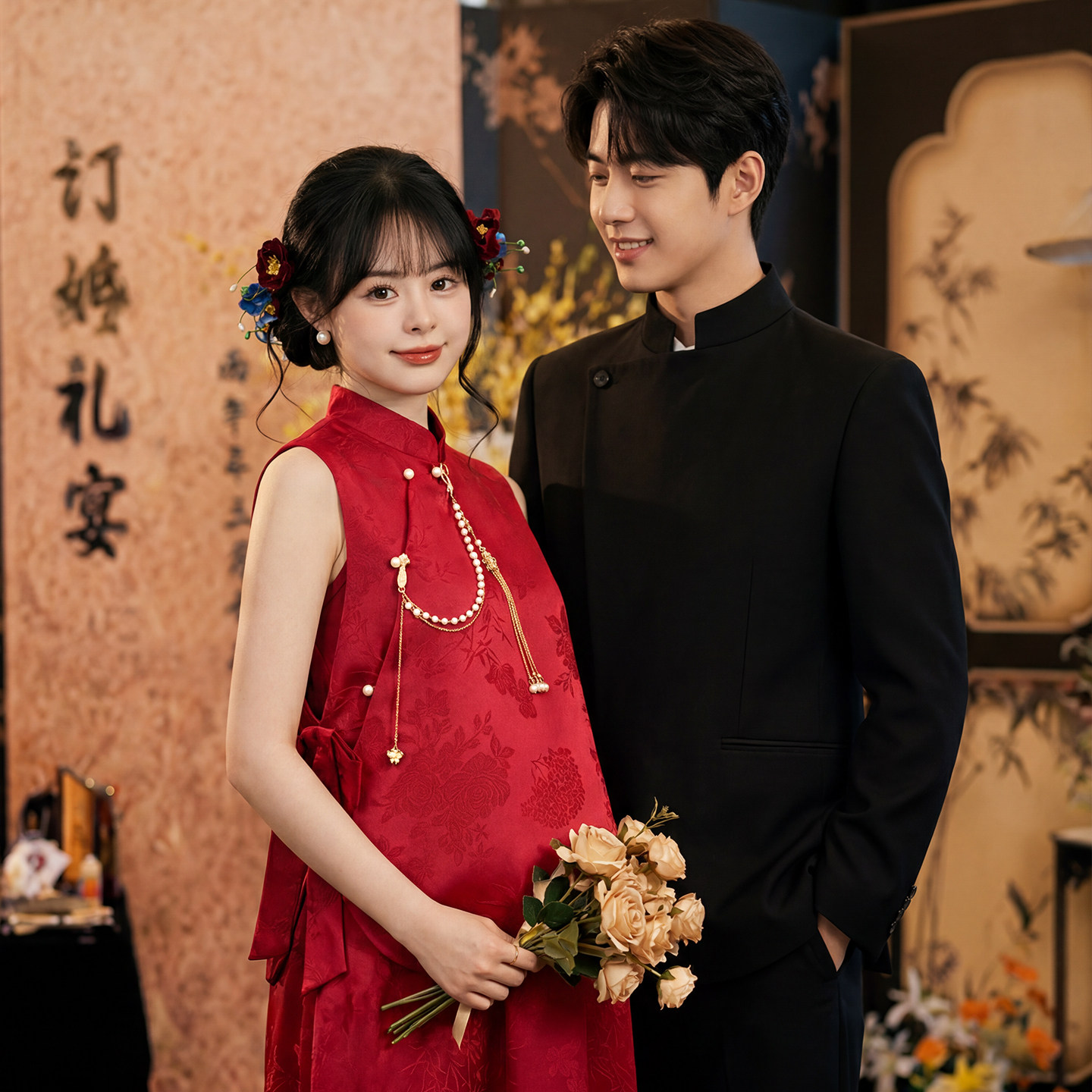 端庄大气高级感订婚结婚敬酒服图片