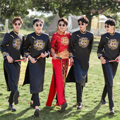 大褂唐装 中式 男 冬季 长衫 伴郎服婚礼兄弟团接亲服装 中国风2025新款