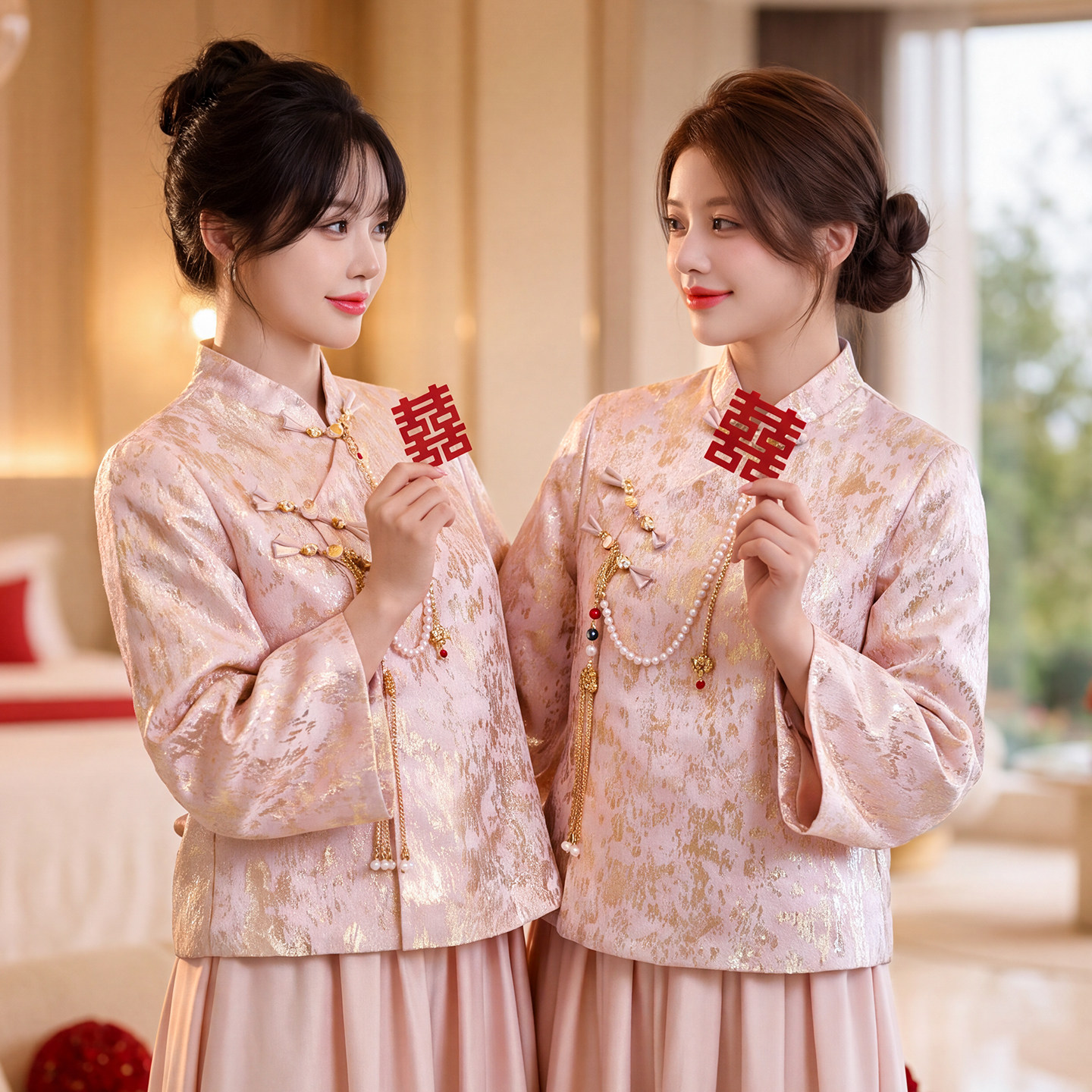 伴娘服中式2026新款旗袍礼服女粉色高级感轻奢绝美结婚伴娘姐妹裙