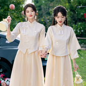 冬装 新中式 伴娘服女2025新款 姐妹团绝美礼服高级感伴娘裙平时可穿