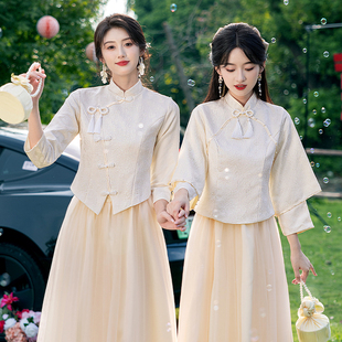 新中式伴娘服女2025新款冬装姐妹团绝美礼服高级感伴娘裙平时可穿