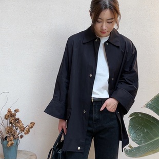 风衣外套女NNB020 春秋极简通勤日常百搭A字宽松中长款 TOT经典