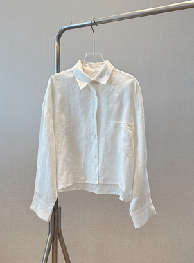 春夏短款纯亚麻白色衬衫休闲防晒开衫上衣高级感百搭7DGZ24301