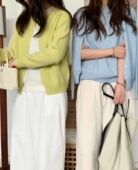 新款 羊毛圆领毛衣开衫 2025早秋季 外搭外套针织衫 穿搭上衣百搭 女款