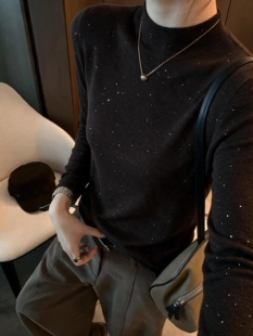 亮丝毛衣女秋新款韩版闪光丝内搭针织半高领打底衫满天星修身羊毛