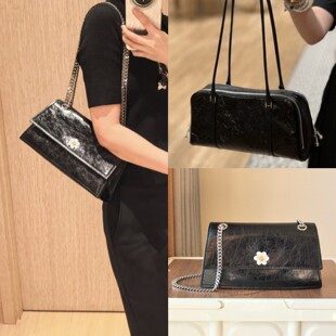 外单捡漏kira油蜡皮宋雨琦同款保龄球包链条包单肩斜跨包通勤女包