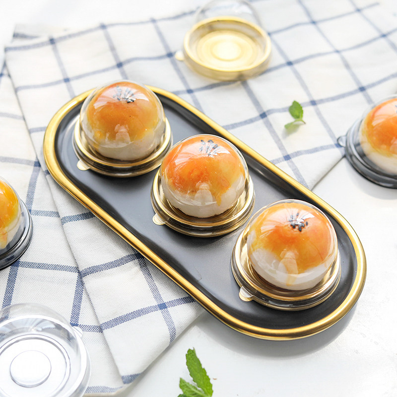 蛋黄酥包装盒单个包装贴纸中秋节月饼礼盒空盒底托盒子圆形吸塑托