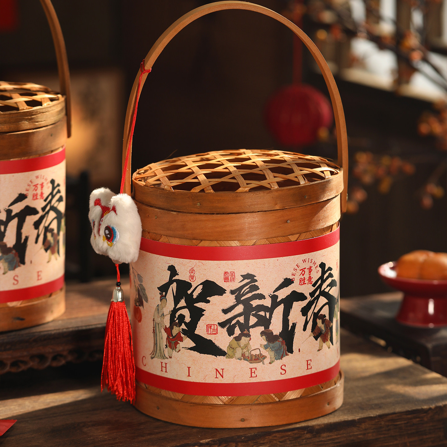 2026新年礼盒包装盒竹编抱抱桶糖果零食盒礼品盒马年年货饼干盒子,厨房/烹饪用具,点心包装盒/包装袋,淘宝优惠券,粉丝福利购,淘宝优惠卷