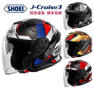 SHOEI J-CRUISE 3代2代摩托车头盔双镜片半盔防雾四分之三盔夏季