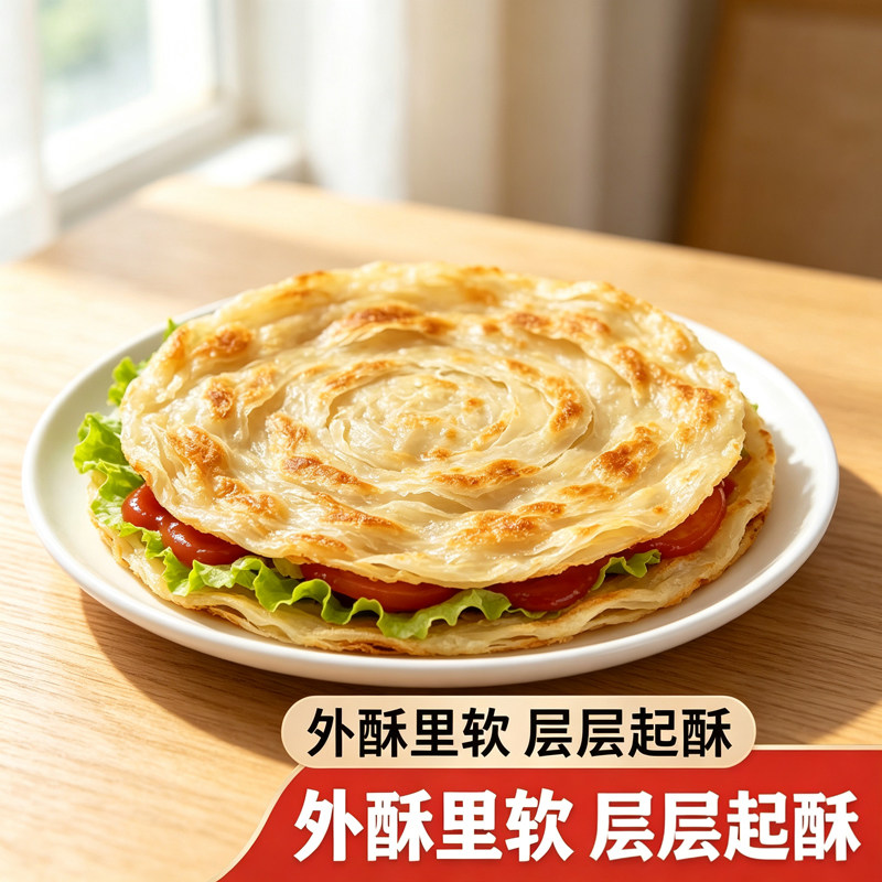 大号原味手抓饼100片130克台湾风味面饼商用煎饼面饼坯面团早餐饼