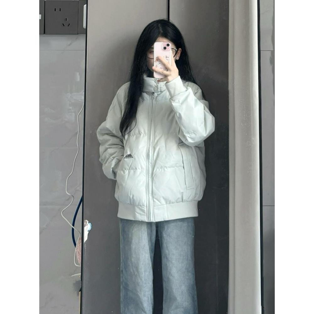 羽绒服女冬季2025新款短款立领韩系修身小个子白鸭绒加厚冬装外套