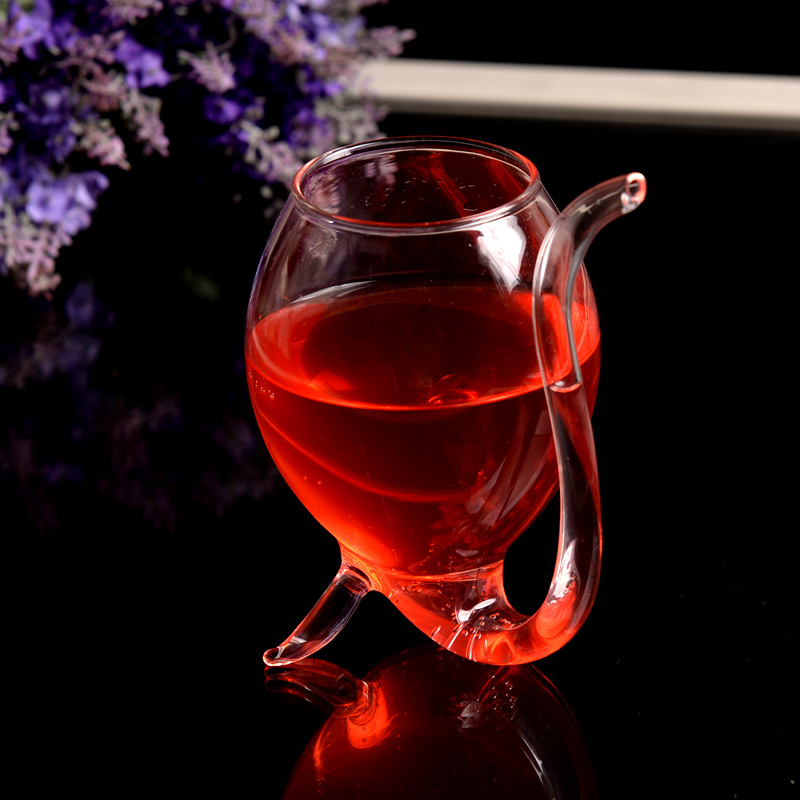 300ml果汁葡萄酒个性带吸管杯子酒吧酒具吸血鬼玻璃创意透明酒杯
