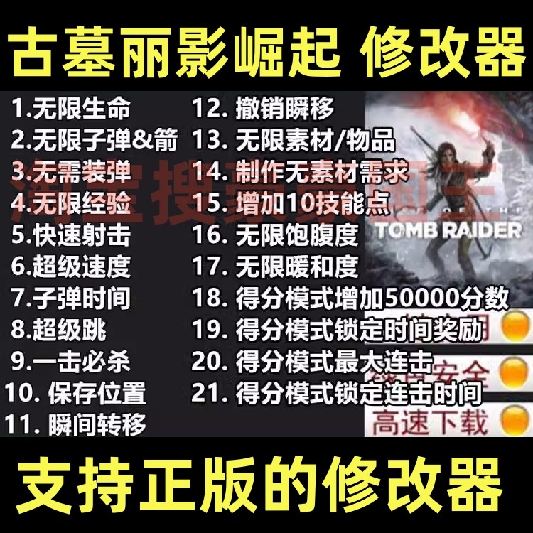 古墓丽影10：崛起修改器 正版 steam epic 辅助科技工具 不含游戏