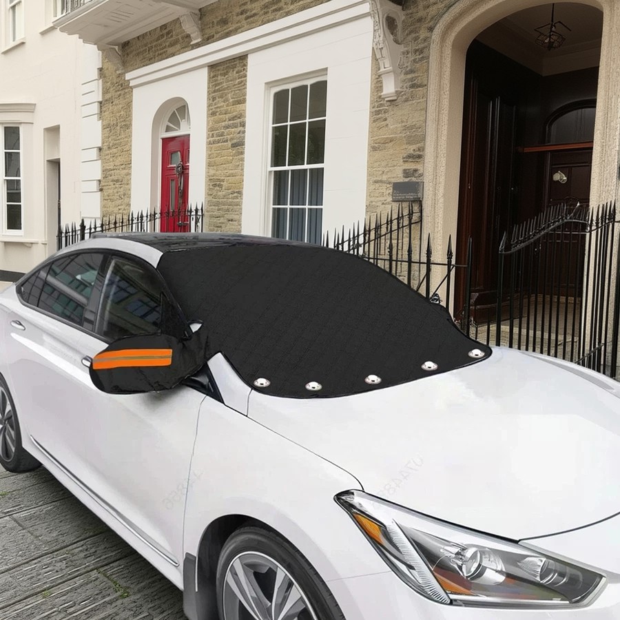 汽车前挡风玻璃防霜防雪防冻罩黑色车罩盖布冬季遮雪挡半罩车衣
