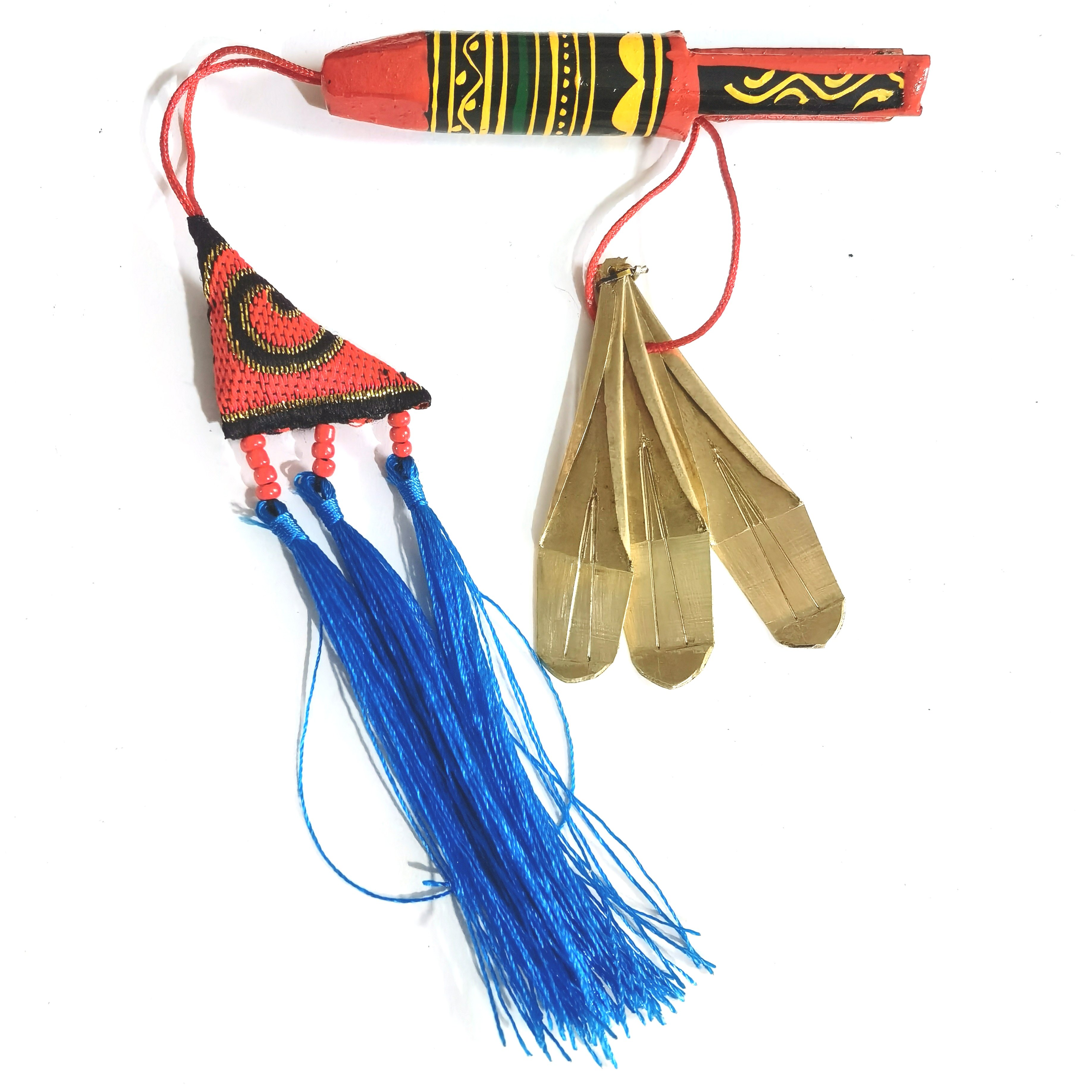 央视听见凉山同款彝族口弦漆器 三叶口弦琴 配手绘彩绘竹筒套装