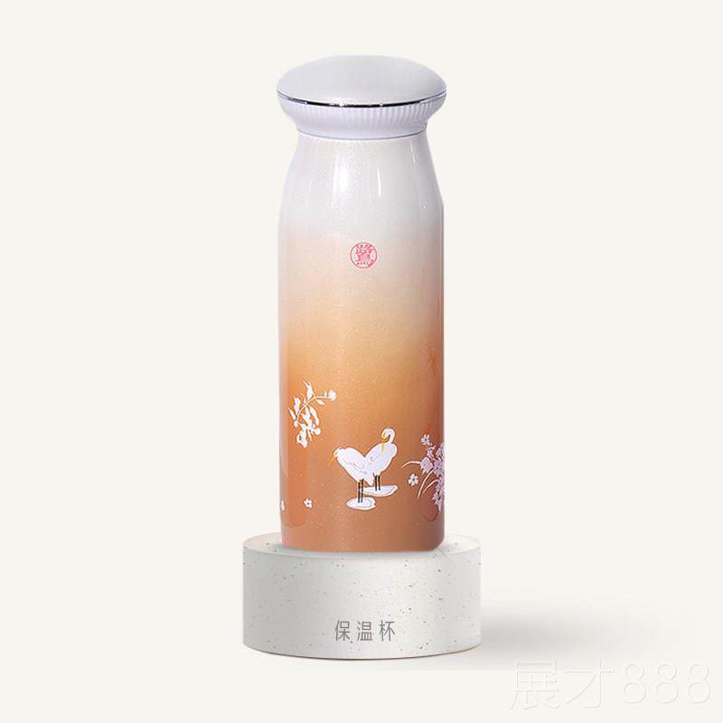 正品中国国家博物馆芙温蓉双鹭子保杯焖烧罐中国风意杯创生日礼物