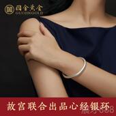正品 黄金银环传承古银手9工简约中国风99足银实心手镯妈金妈礼国
