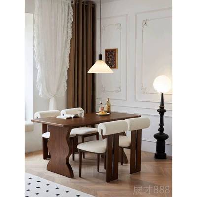 正品中风白实木餐桌侘寂风原木古桌蜡木长桌饭设计师书桌复古茶桌